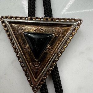 Vintage Triangle Bolo Tie with Black